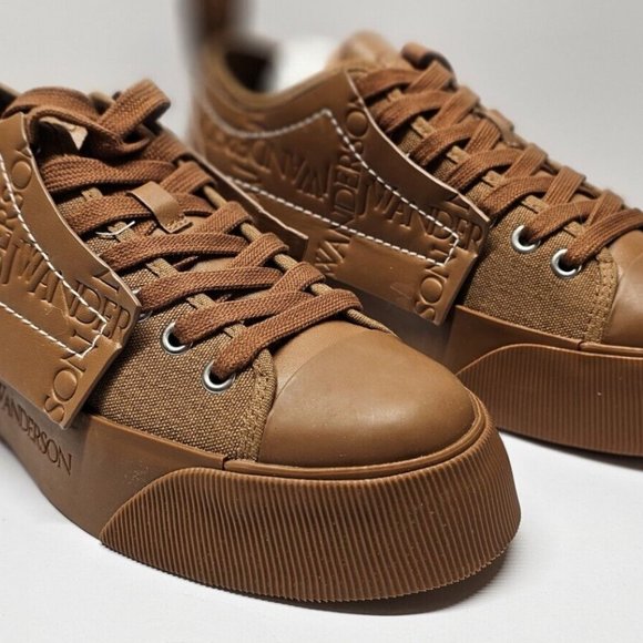 RARE JW Anderson Paneled Low-top Sneakers Leather Brown US Size 8 EU40 NEW - Picture 2 of 7